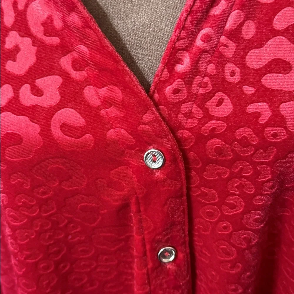 Ruby Rd. Red Leopard Button-Down Shirt - Picture 2 of 5